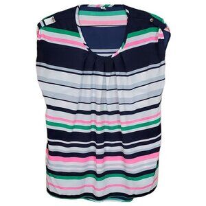 🚨040 Auditions Sleeveless Pleated Striped Tank Top